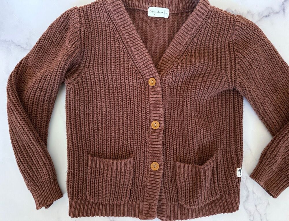 Lacey lane 4t  girls brown knit cardigan imported button up cottage academia 100